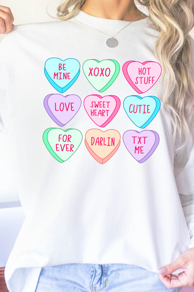 Colorful Candy Hearts Heavy Cotton Long Sleeve Adult T-Shirt product image 1