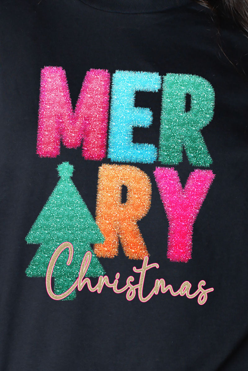 Faux Tinsel Merry Christmas Transfer Heavy Cotton Long product image 2