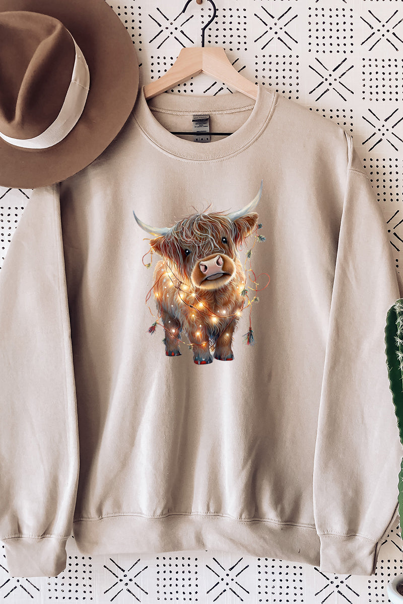 Caught In Lights Highland Cow Unisex NuBlend Crew Sweatshirt product image 1