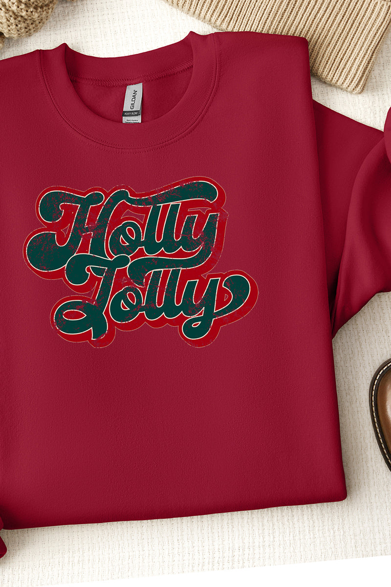 Distressed Groovy Holly Jolly Unisex NuBlend Crew Sweatshirt product image 1