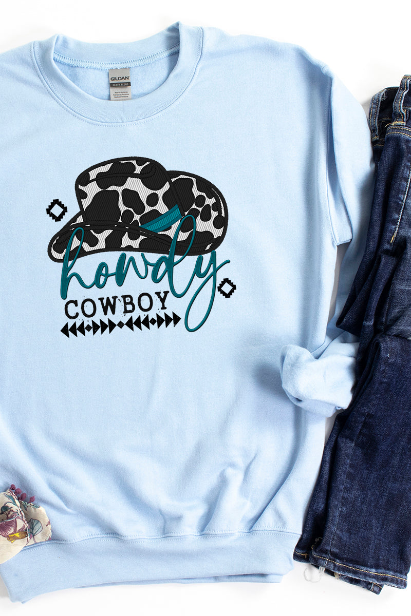 Faux Embroidery Howdy Cowboy Transfer Unisex NuBlend Crew product image 1
