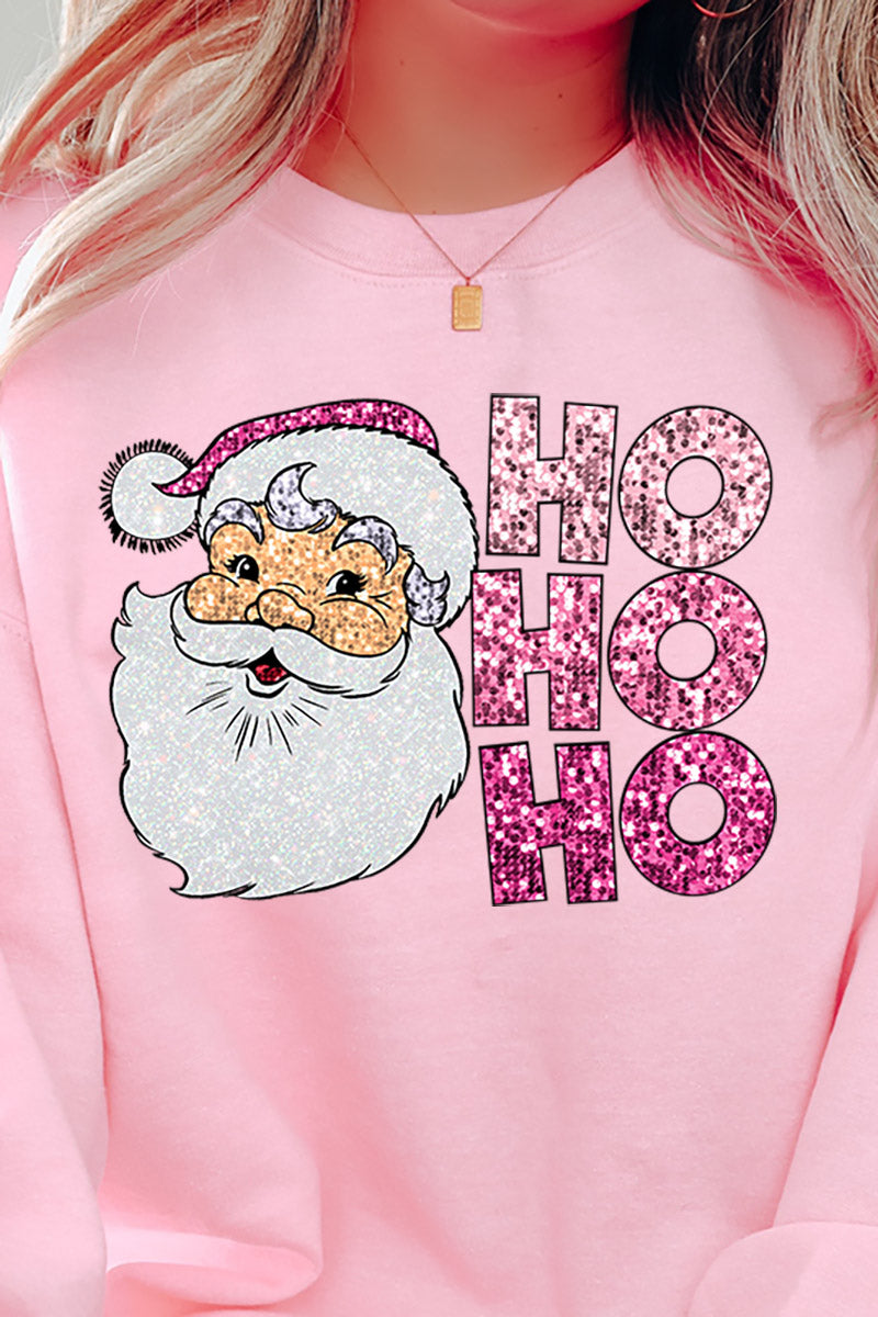 Faux Sequin Ho Ho Ho Santa Transfer Unisex NuBlend Crew product image 2