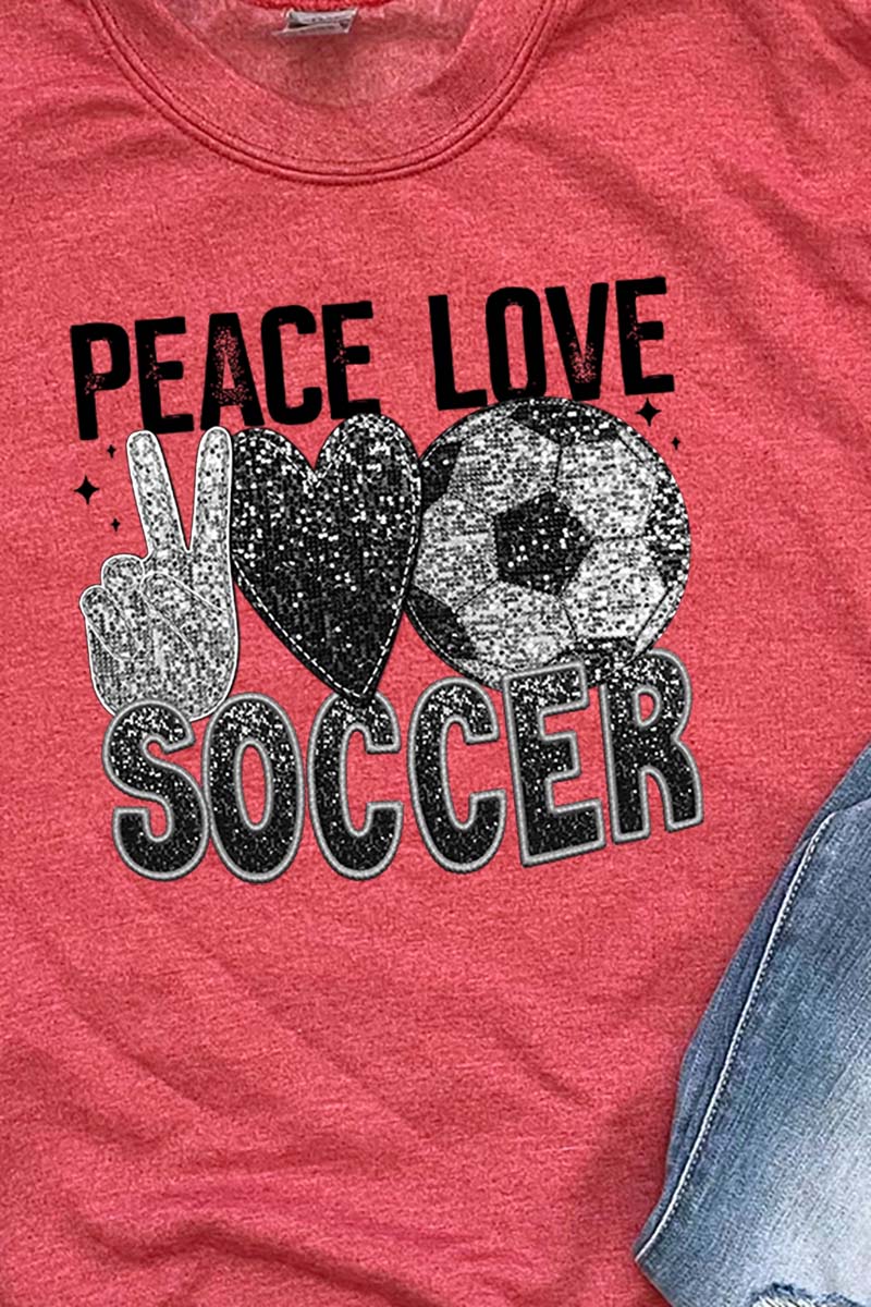 Faux Sequin Peace Love Soccer Transfer Unisex NuBlend Crew product image 2