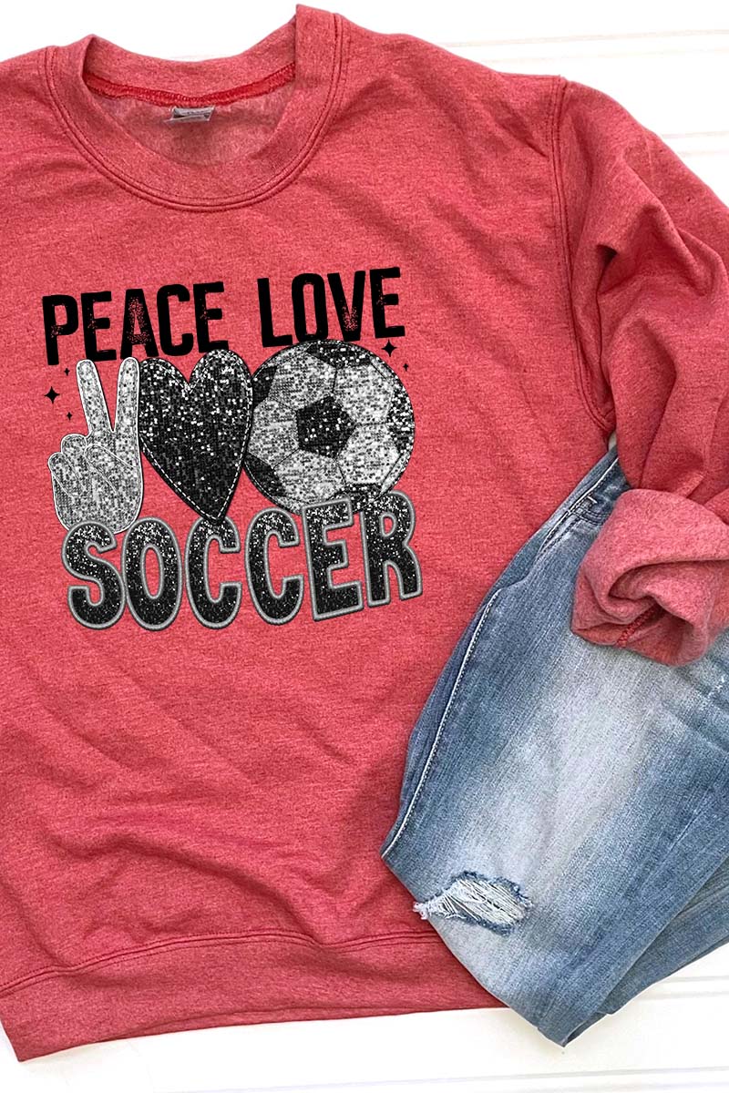 Faux Sequin Peace Love Soccer Transfer Unisex NuBlend Crew product image 1