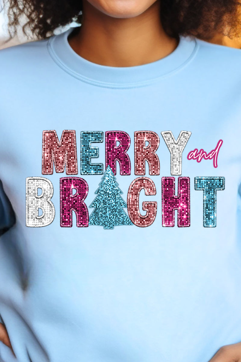 Faux Sequin Merry And Bright Transfer Unisex NuBlend Crew product image 2