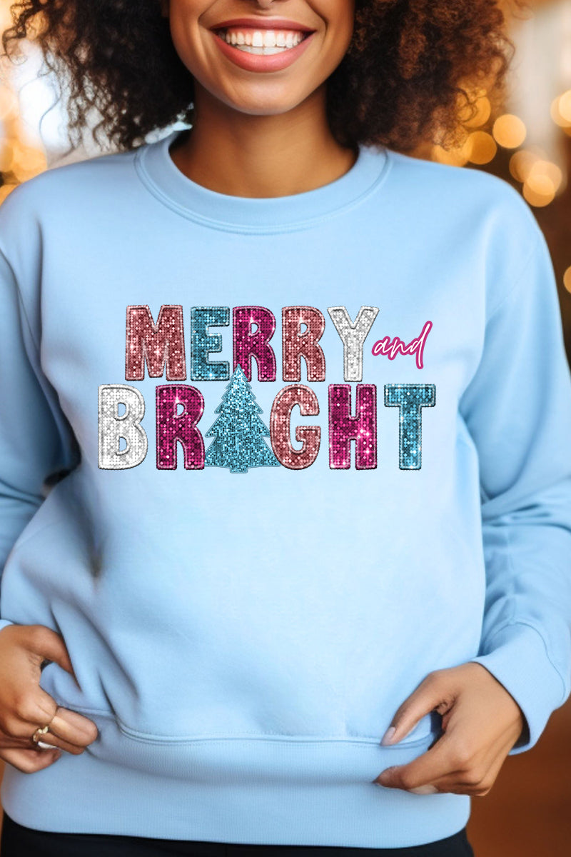 Faux Sequin Merry And Bright Transfer Unisex NuBlend Crew product image 1