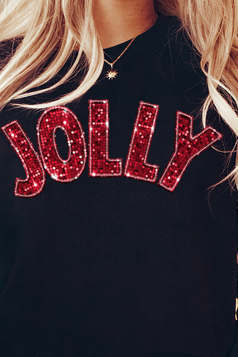 Faux Sequin Red Jolly Transfer Unisex NuBlend Crew product image 2