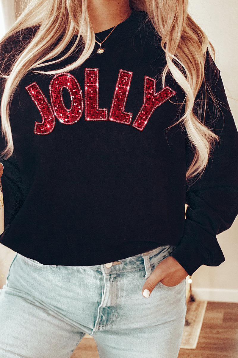 Faux Sequin Red Jolly Transfer Unisex NuBlend Crew product image 1