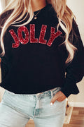 Faux Sequin Red Jolly Transfer Unisex NuBlend Crew product image 1