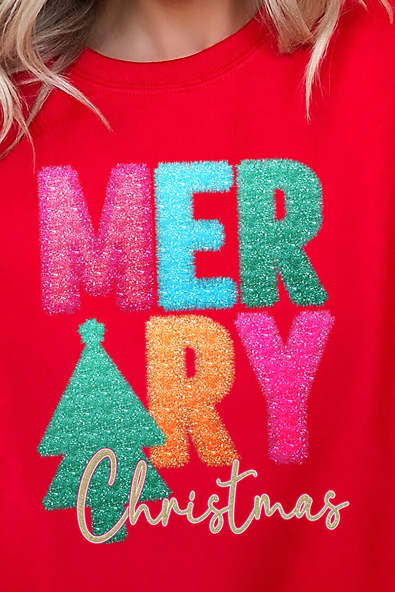 Faux Tinsel Merry Christmas Transfer Unisex NuBlend Crew product image 2