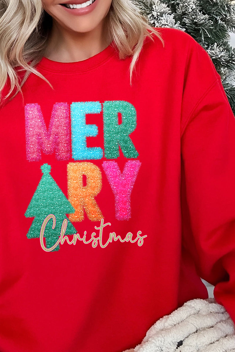 Faux Tinsel Merry Christmas Transfer Unisex NuBlend Crew product image 1
