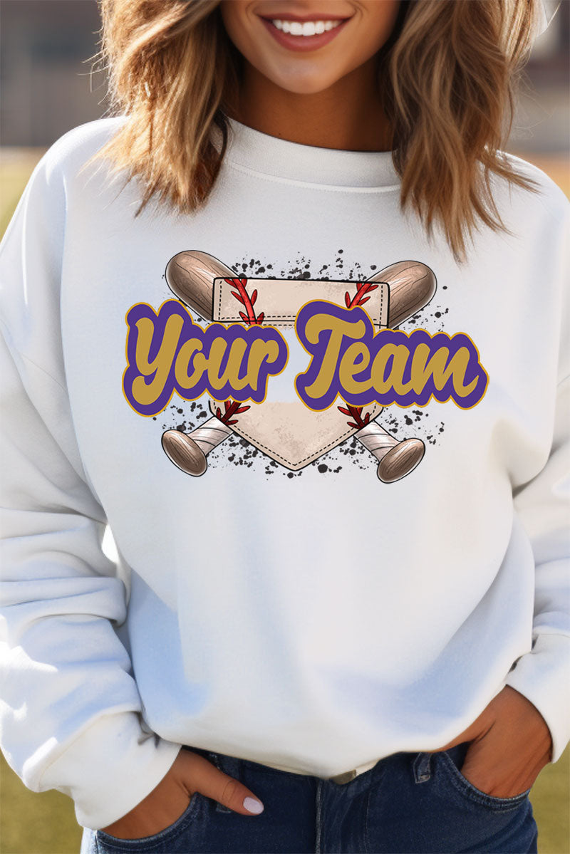 Baseball Home Plate Purple And Gold Unisex NuBlend Crew product image 1