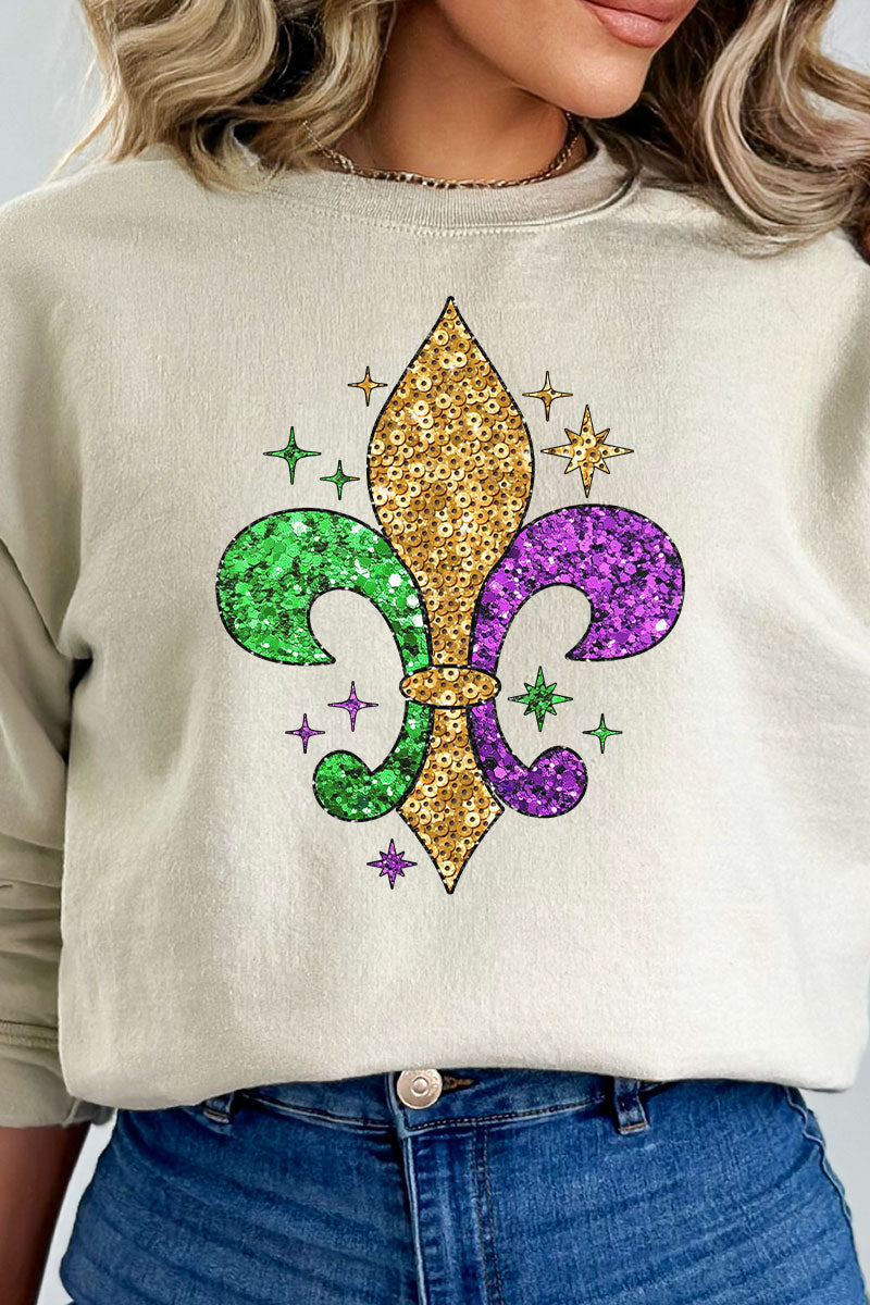 Mardi Gras Fleur De Lis Faux Sequin Transfer Unisex NuBlend product image 1