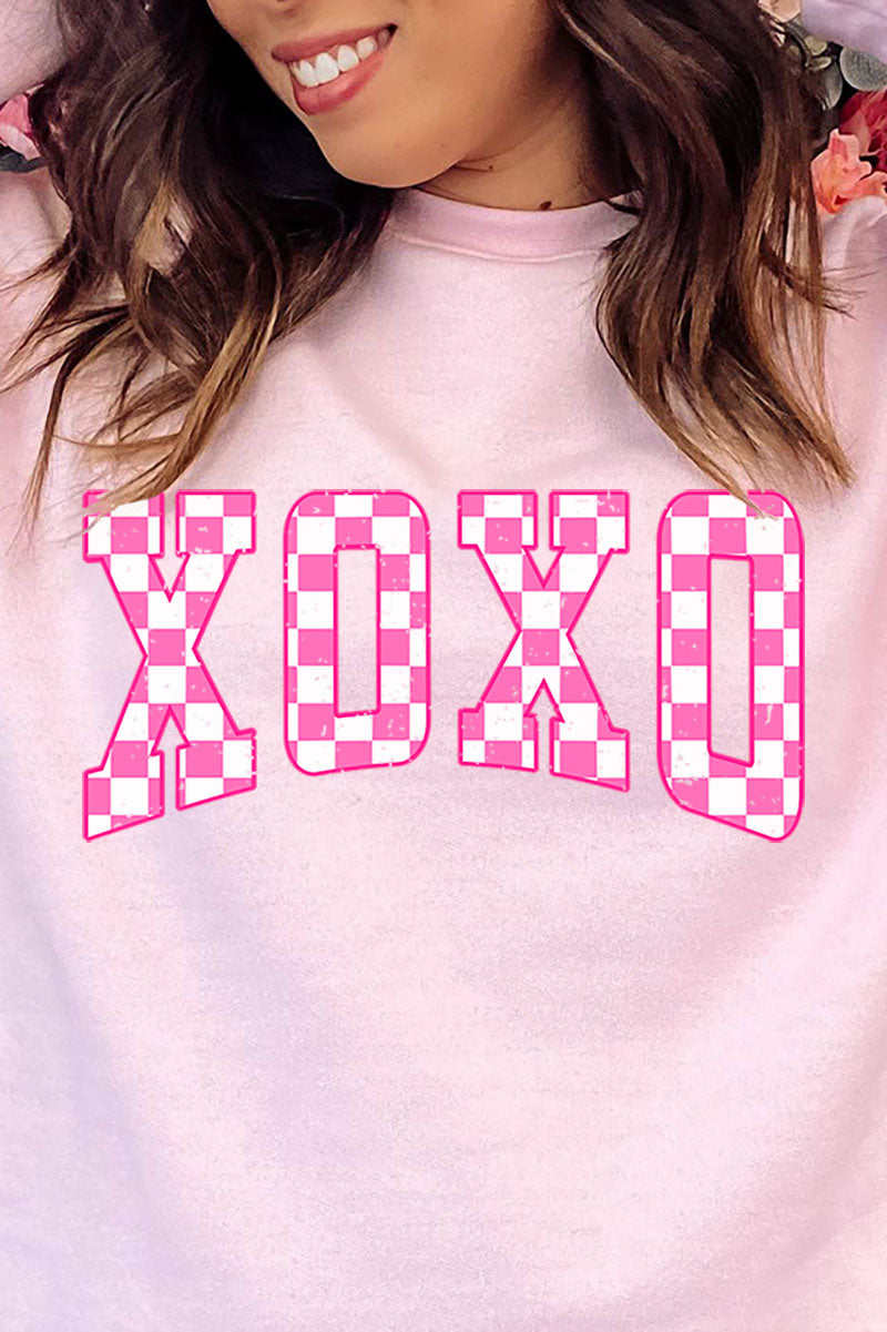 Pink Checkerboard XOXO Unisex NuBlend Crew Sweatshirt product image 2