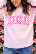 Pink Checkerboard XOXO Unisex NuBlend Crew Sweatshirt product image 1