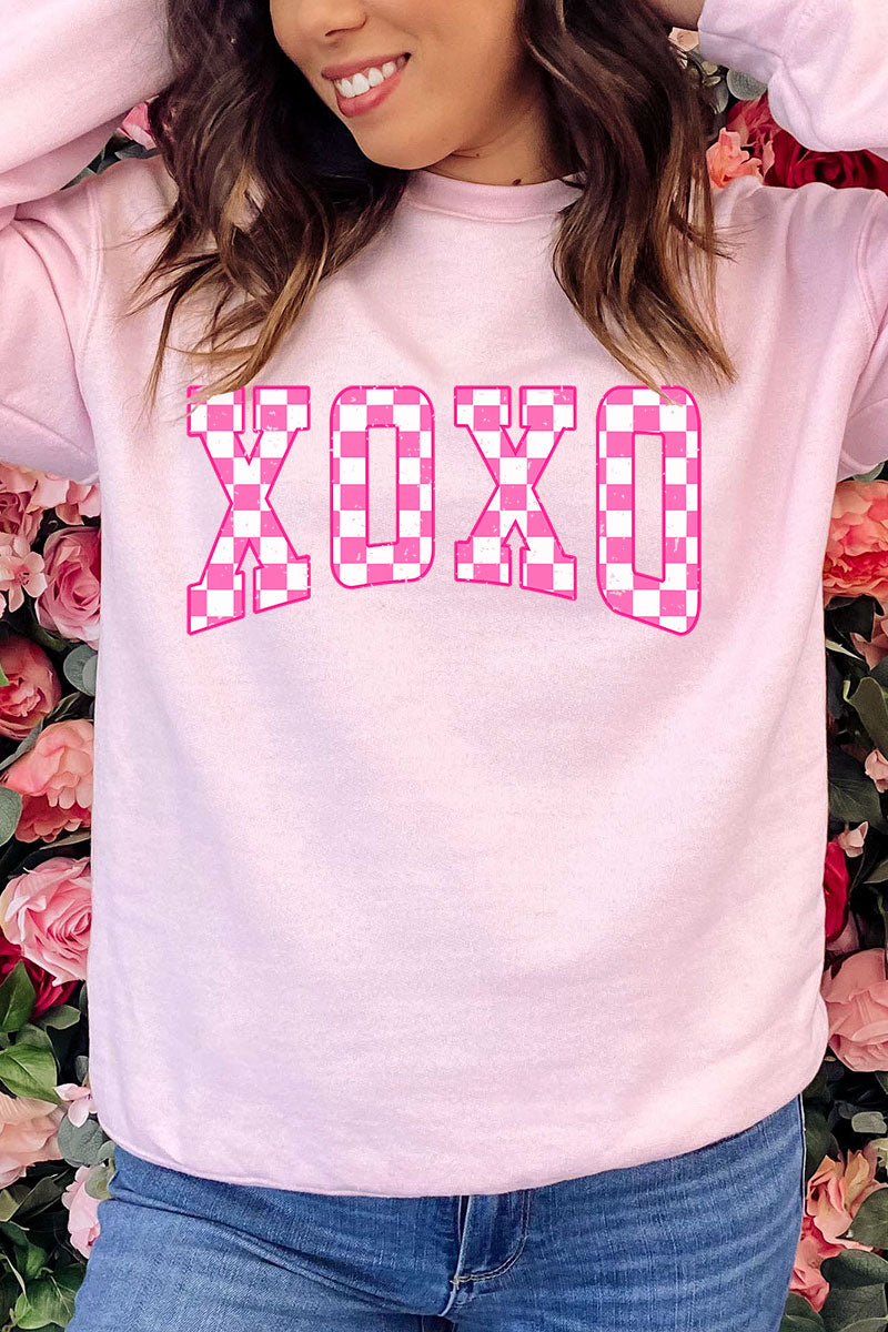 Pink Checkerboard XOXO Unisex NuBlend Crew Sweatshirt product image 1