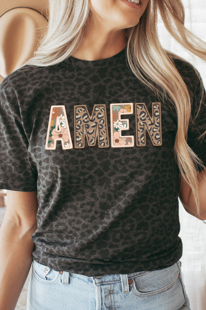 Boho Amen Faux Embroidery Transfer Fine Jersey Tee product image 1
