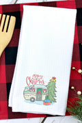 Camper Merry Christmas Waffle Kitchen Towel