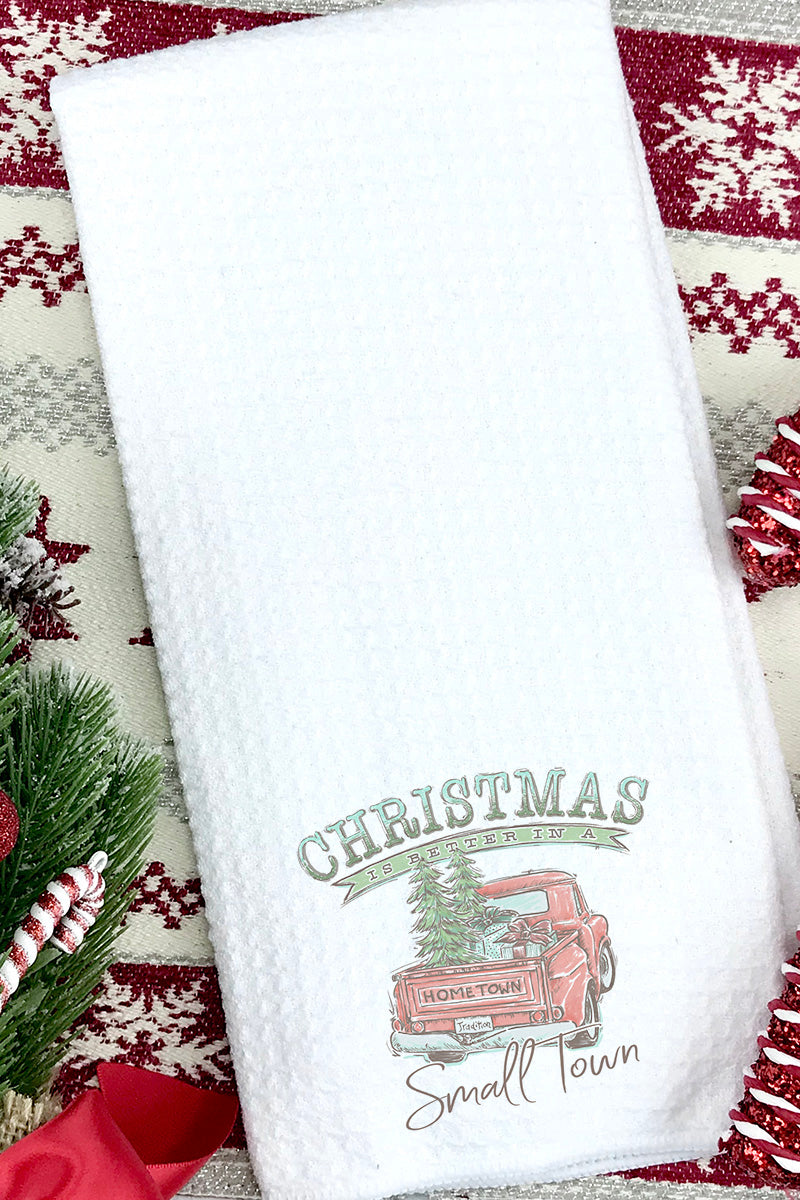 Christmas Better In A Small Town Waffle Kitchen Towel