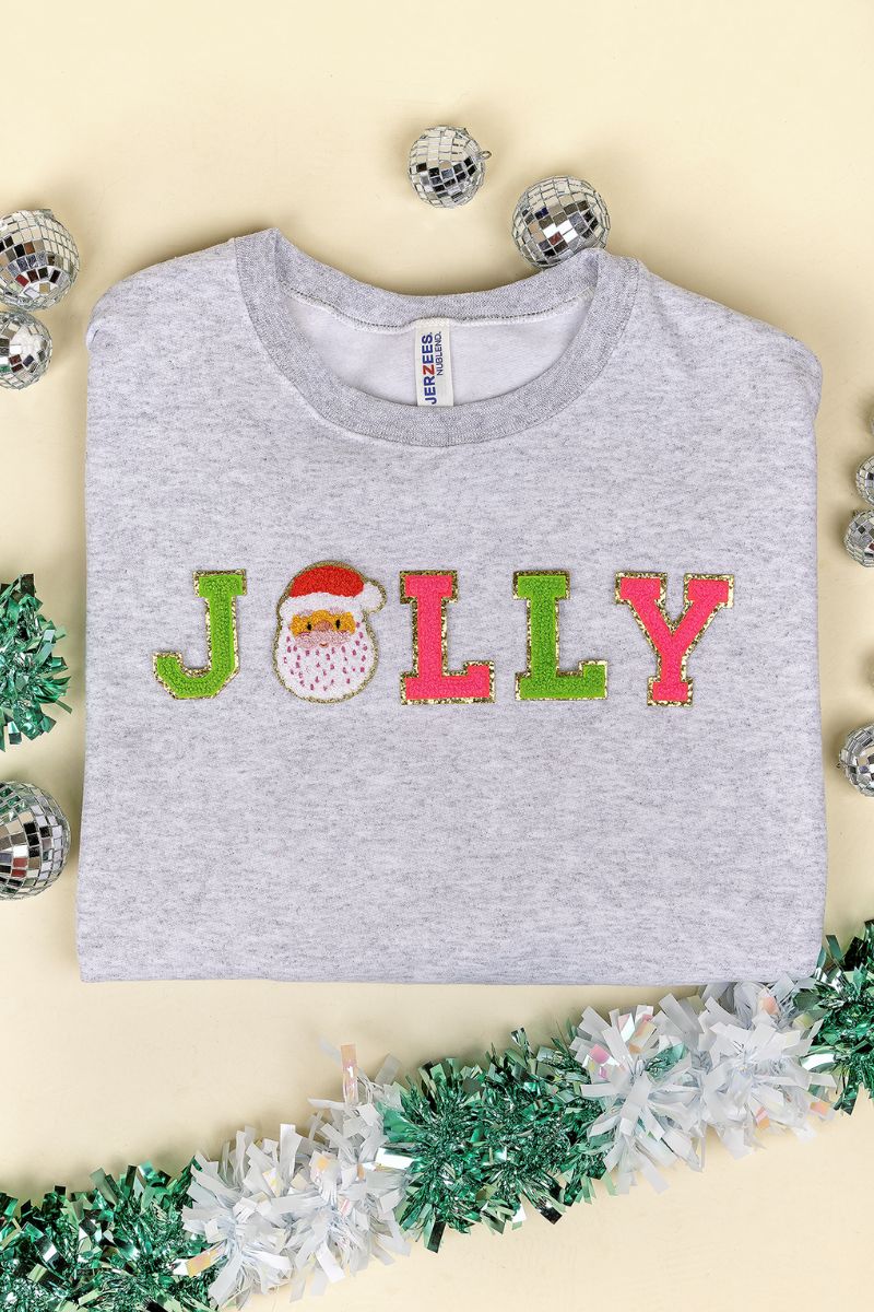 Jolly Santa Chenille Patch Unisex NuBlend Crew Sweatshirt product image 1