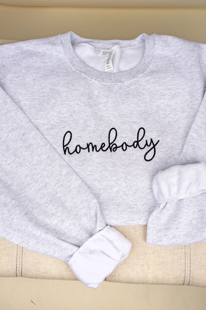 Embroidered Homebody Heavy-weight Crew Sweatshirt *Choose product image 1