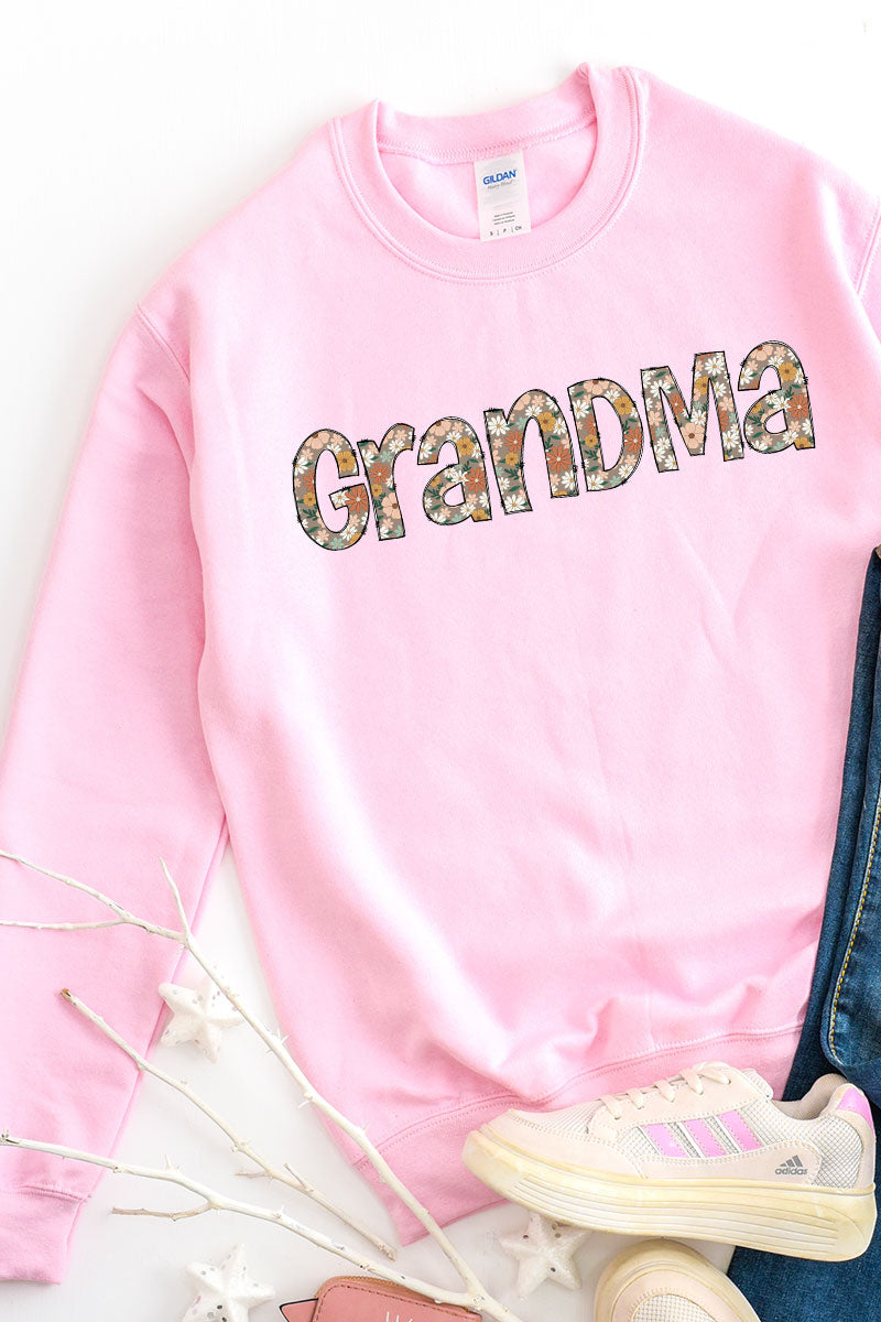 Floral Boho Grandma Heavy-weight Crew Sweatshirt product image 1