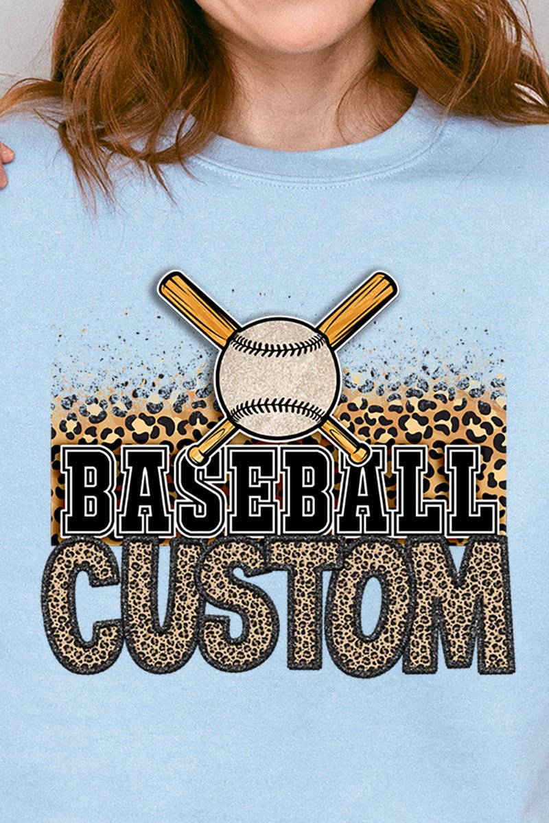 Leopard Baseball Custom Name Heavy-weight Crew Sweatshirt product image 2